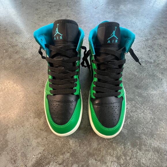 Nike Air Jordan 1 Mid Lucky Green Aquatone Women’s Size 6.5 - Picture 4 of 9